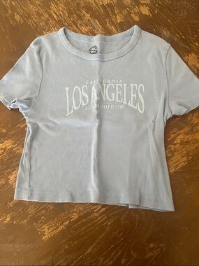 Los Angeles Ribbed Tee - Light Blue